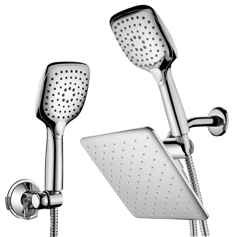 Hotel Spa HotelSpa 10.5-in Rain Shower Head/Handheld Combo. Convenient Push-Button Flow Control Button for easy one-handed operation. Switch flow settings with the same hand! Low-Reach Bracket included - Image 1